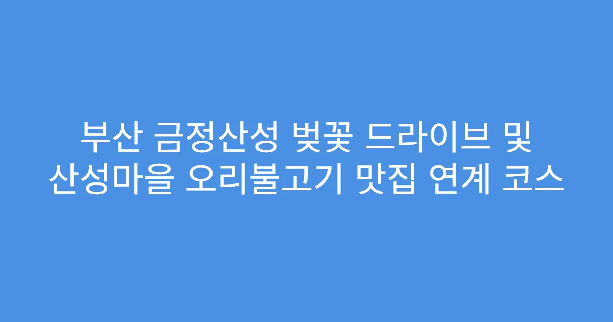 부산 금정산성 벚꽃 드라이브 및 산성마을 오리불고기 맛집 연계 코스