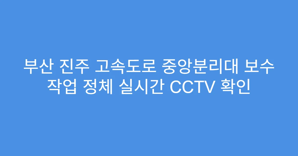 부산 진주 고속도로 중앙분리대 보수 작업 정체 실시간 CCTV 확인