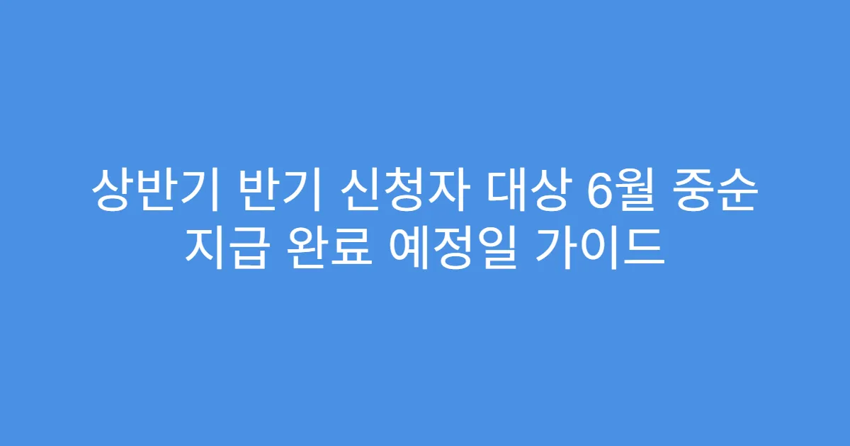 상반기 반기 신청자 대상 6월 중순 지급 완료 예정일 가이드