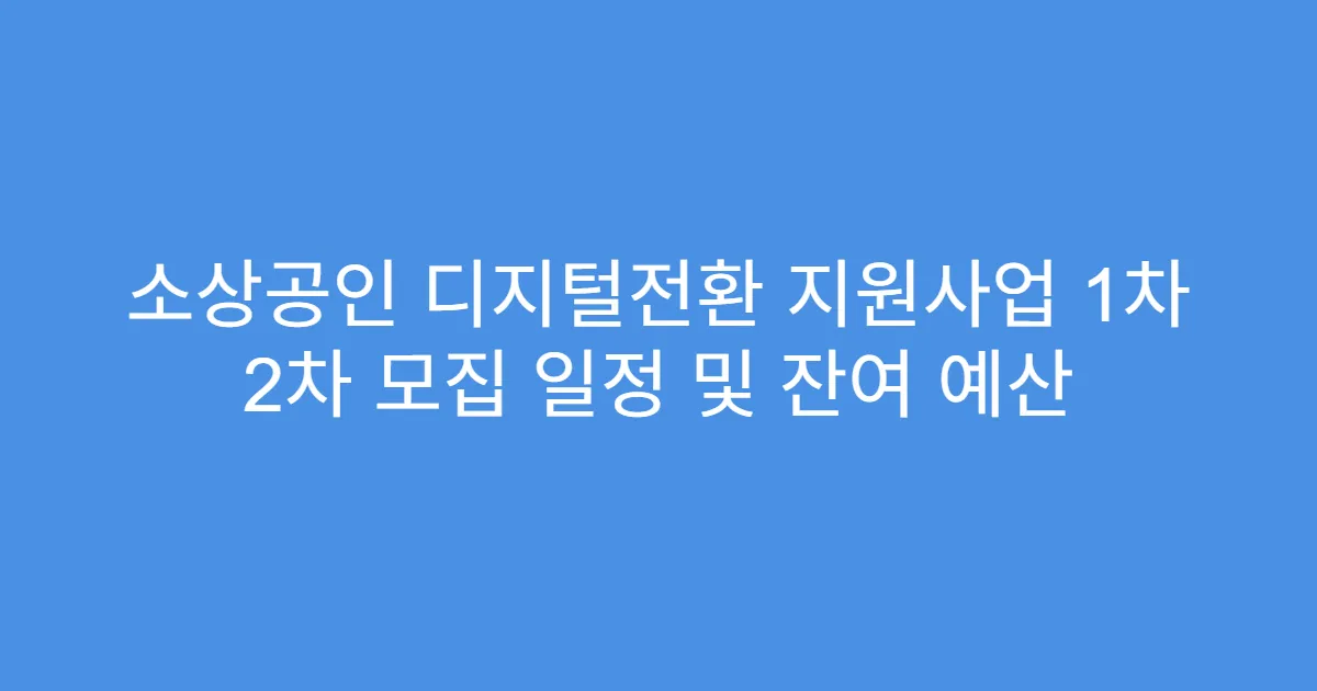소상공인 디지털전환 지원사업 1차 2차 모집 일정 및 잔여 예산