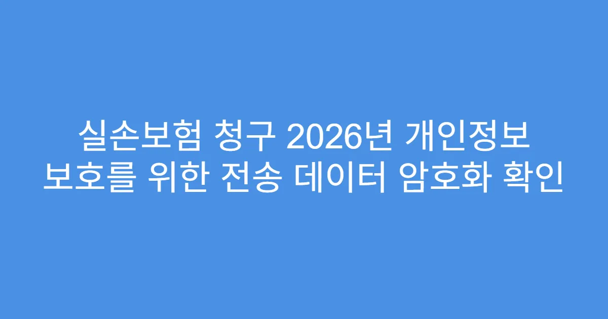 실손보험 청구 2026년 개인정보 보호를 위한 전송 데이터 암호화 확인