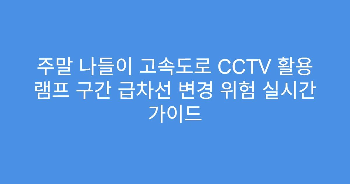 주말 나들이 고속도로 CCTV 활용 램프 구간 급차선 변경 위험 실시간 가이드