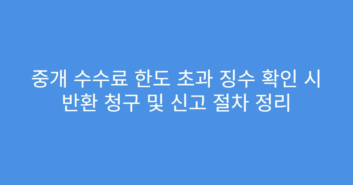 중개 수수료 한도 초과 징수 확인 시 반환 청구 및 신고 절차 정리