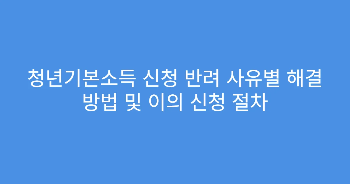 청년기본소득 신청 반려 사유별 해결 방법 및 이의 신청 절차