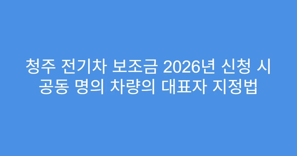 청주 전기차 보조금 2026년 신청 시 공동 명의 차량의 대표자 지정법