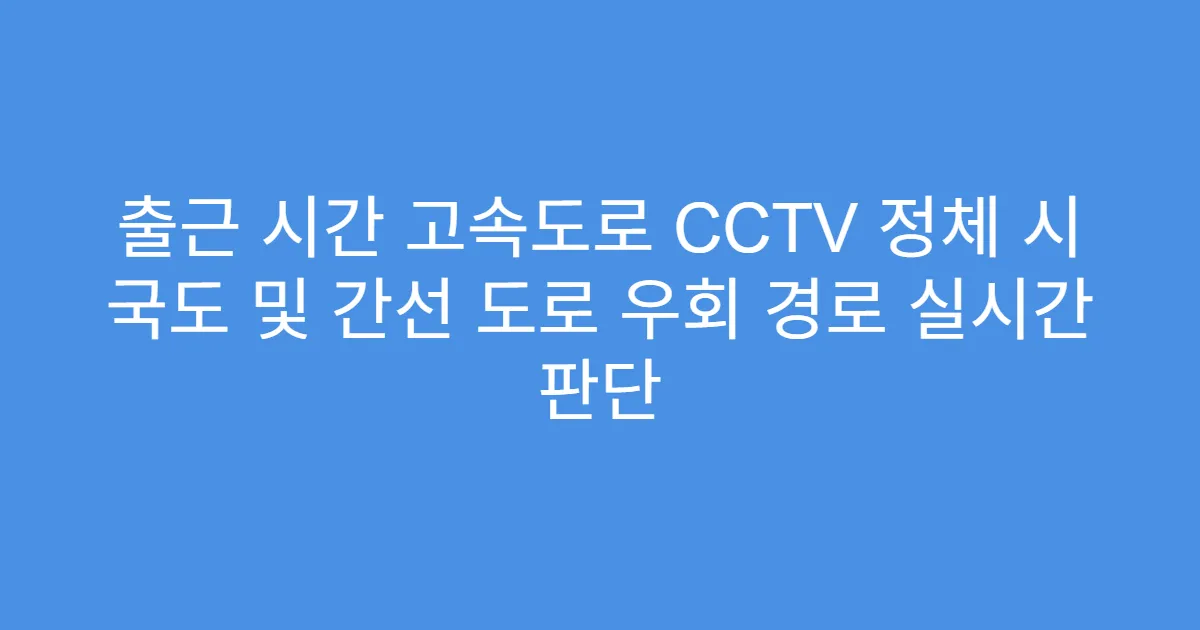 출근 시간 고속도로 CCTV 정체 시 국도 및 간선 도로 우회 경로 실시간 판단