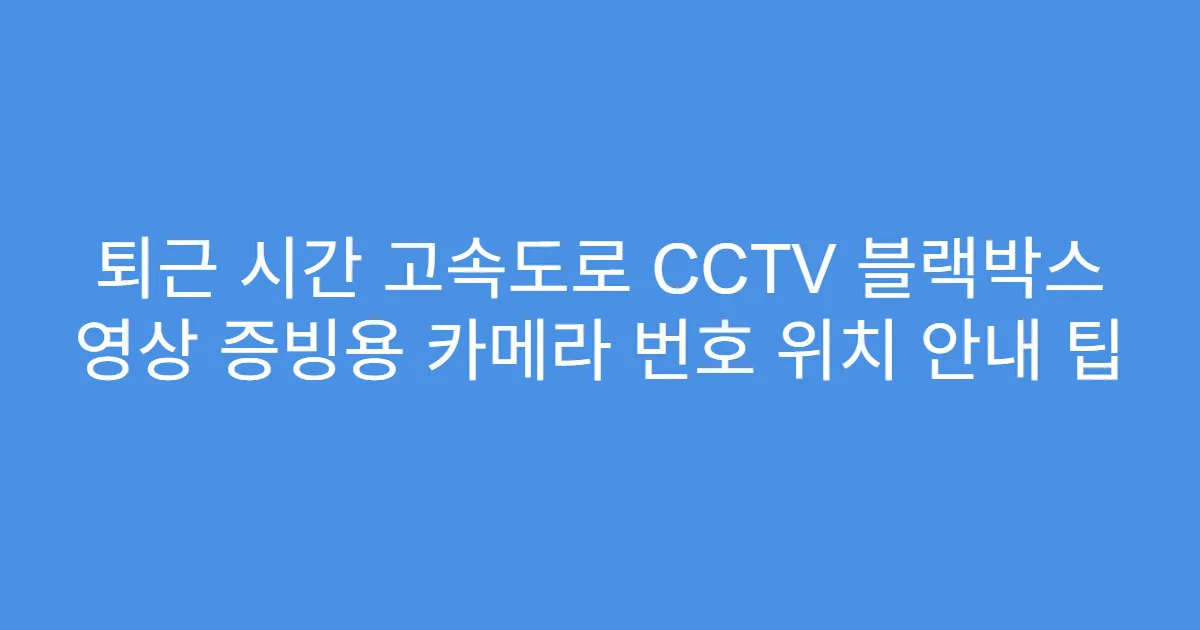 퇴근 시간 고속도로 CCTV 블랙박스 영상 증빙용 카메라 번호 위치 안내 팁