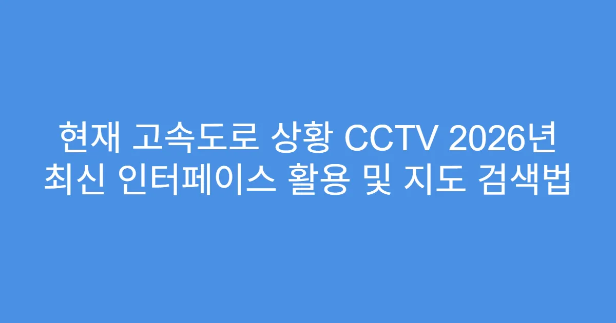 현재 고속도로 상황 CCTV 2026년 최신 인터페이스 활용 및 지도 검색법