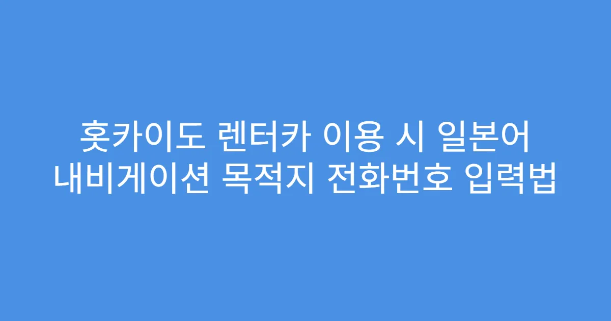 홋카이도 렌터카 이용 시 일본어 내비게이션 목적지 전화번호 입력법