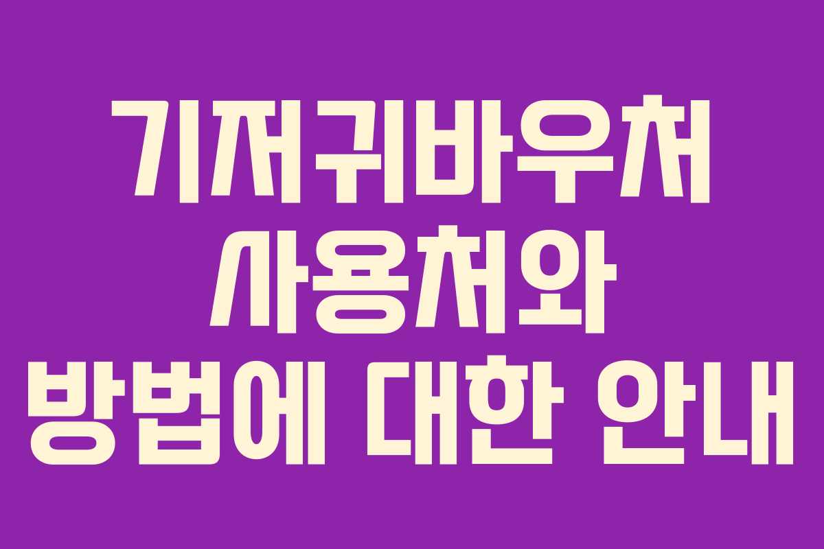 기저귀바우처 사용처와 방법에 대한 안내