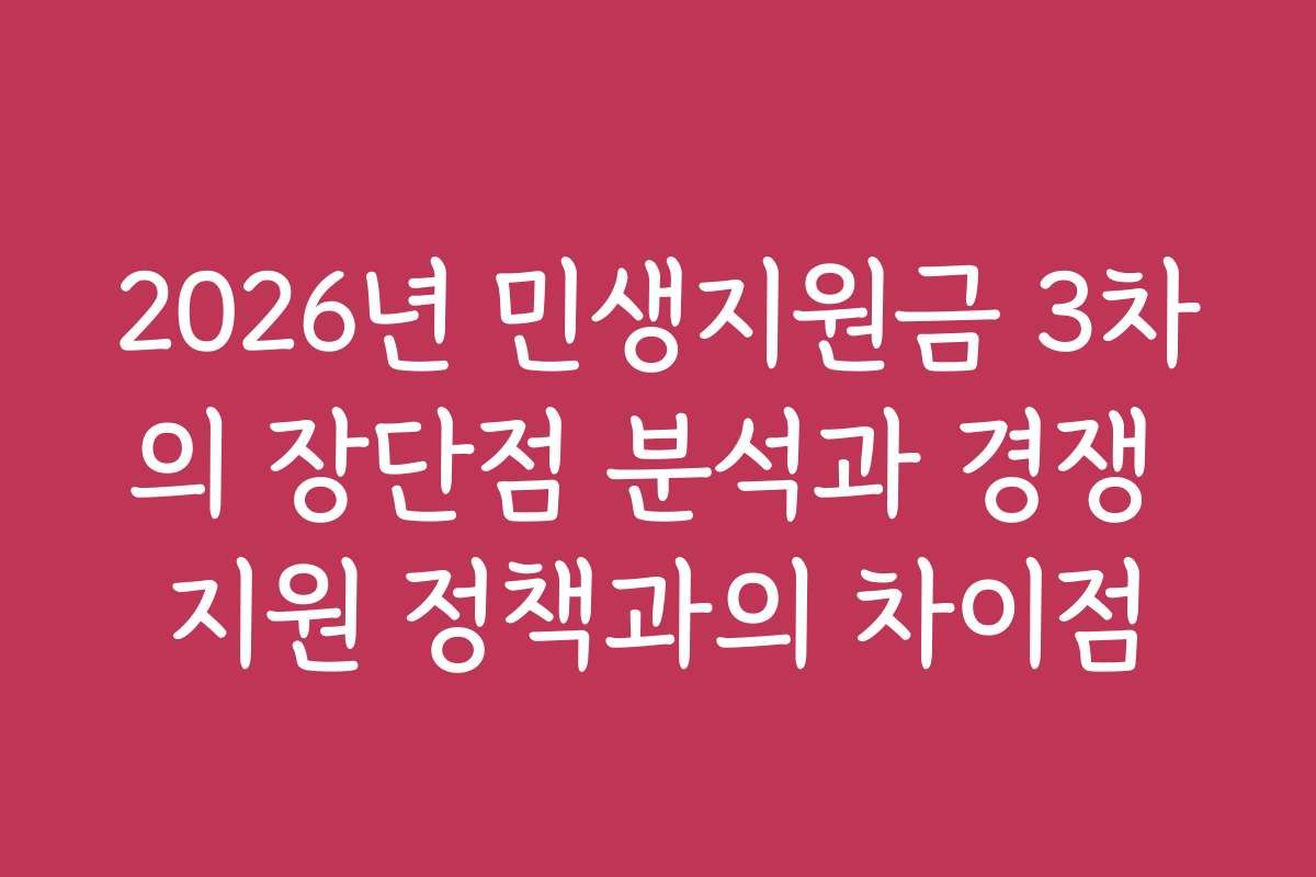 2026년 민생지원금 3차의 장단점 분석과 경쟁 지원 정책과의 차이점