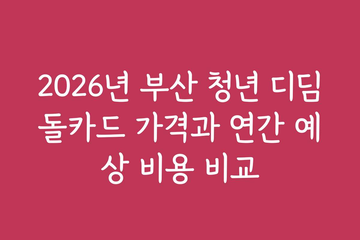 2026년 부산 청년 디딤돌카드 가격과 연간 예상 비용 비교