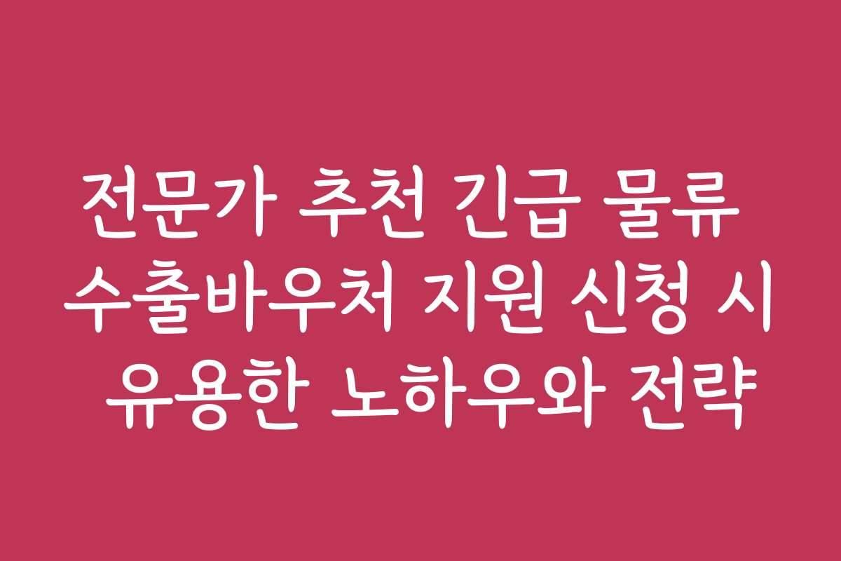 전문가 추천 긴급 물류 수출바우처 지원 신청 시 유용한 노하우와 전략