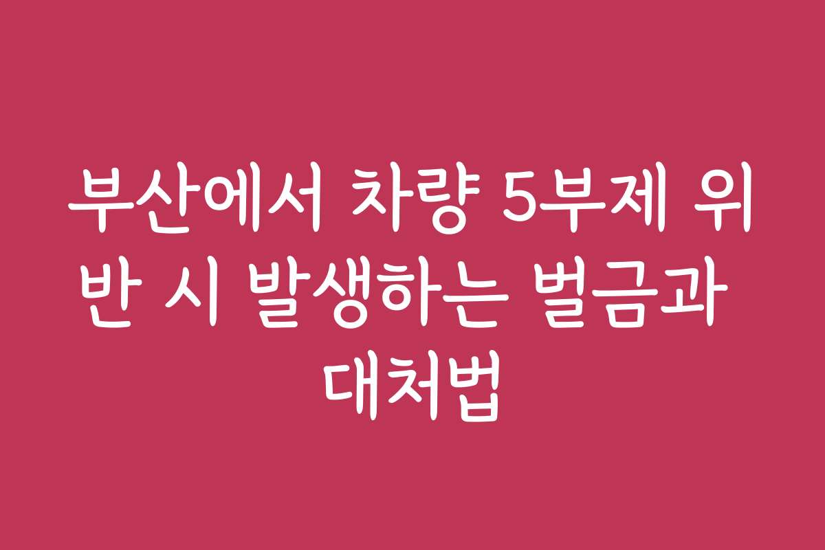 부산에서 차량 5부제 위반 시 발생하는 벌금과 대처법