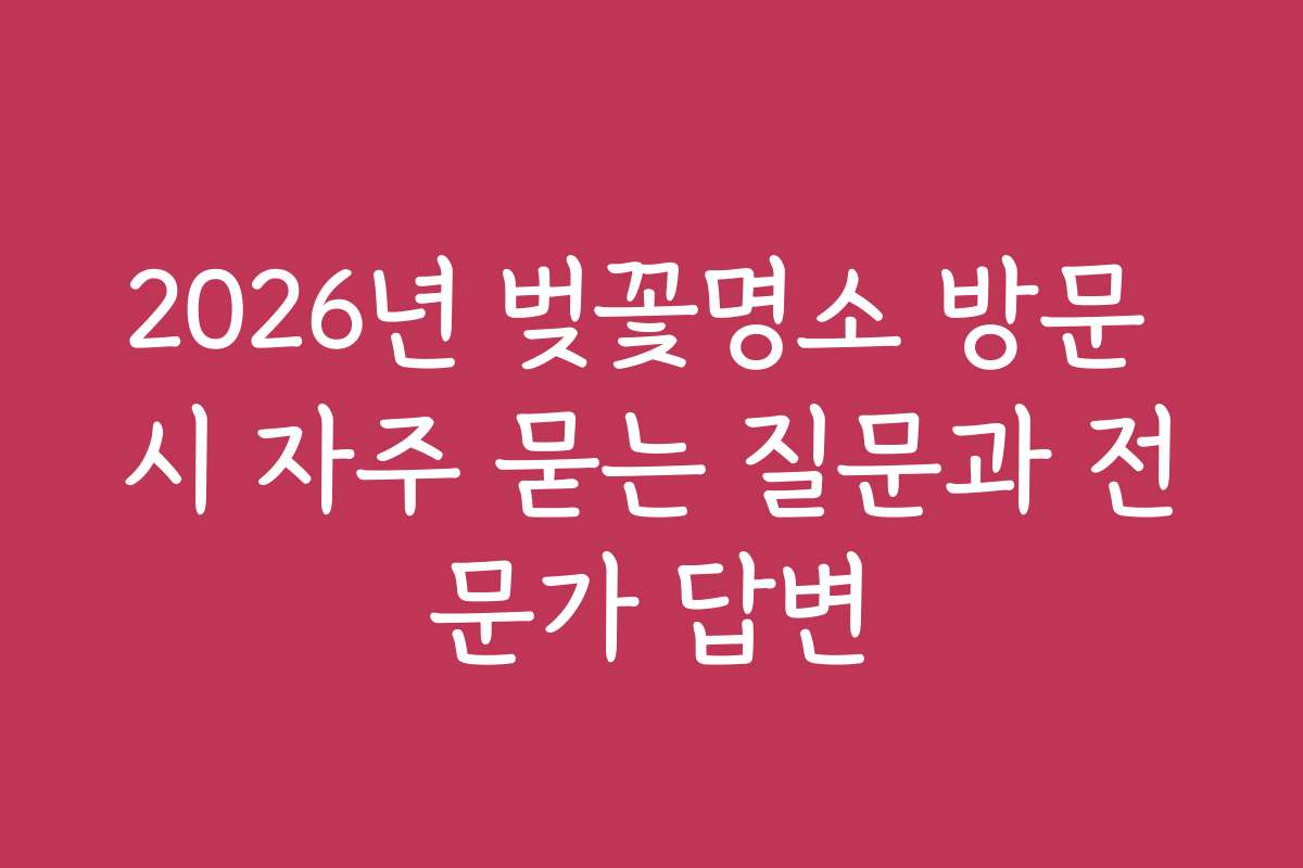 2026년 벚꽃명소 방문 시 자주 묻는 질문과 전문가 답변