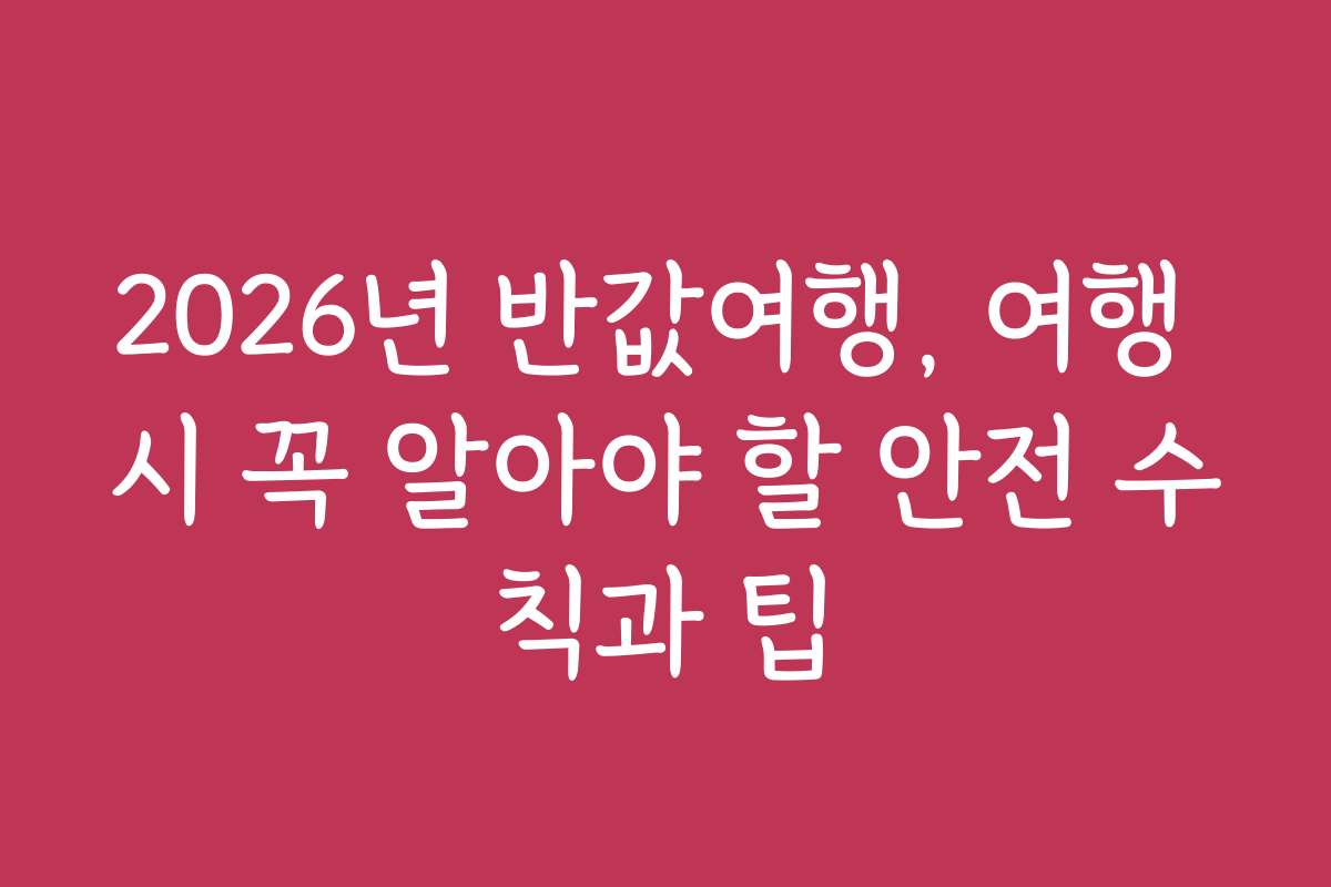 2026년 반값여행, 여행 시 꼭 알아야 할 안전 수칙과 팁