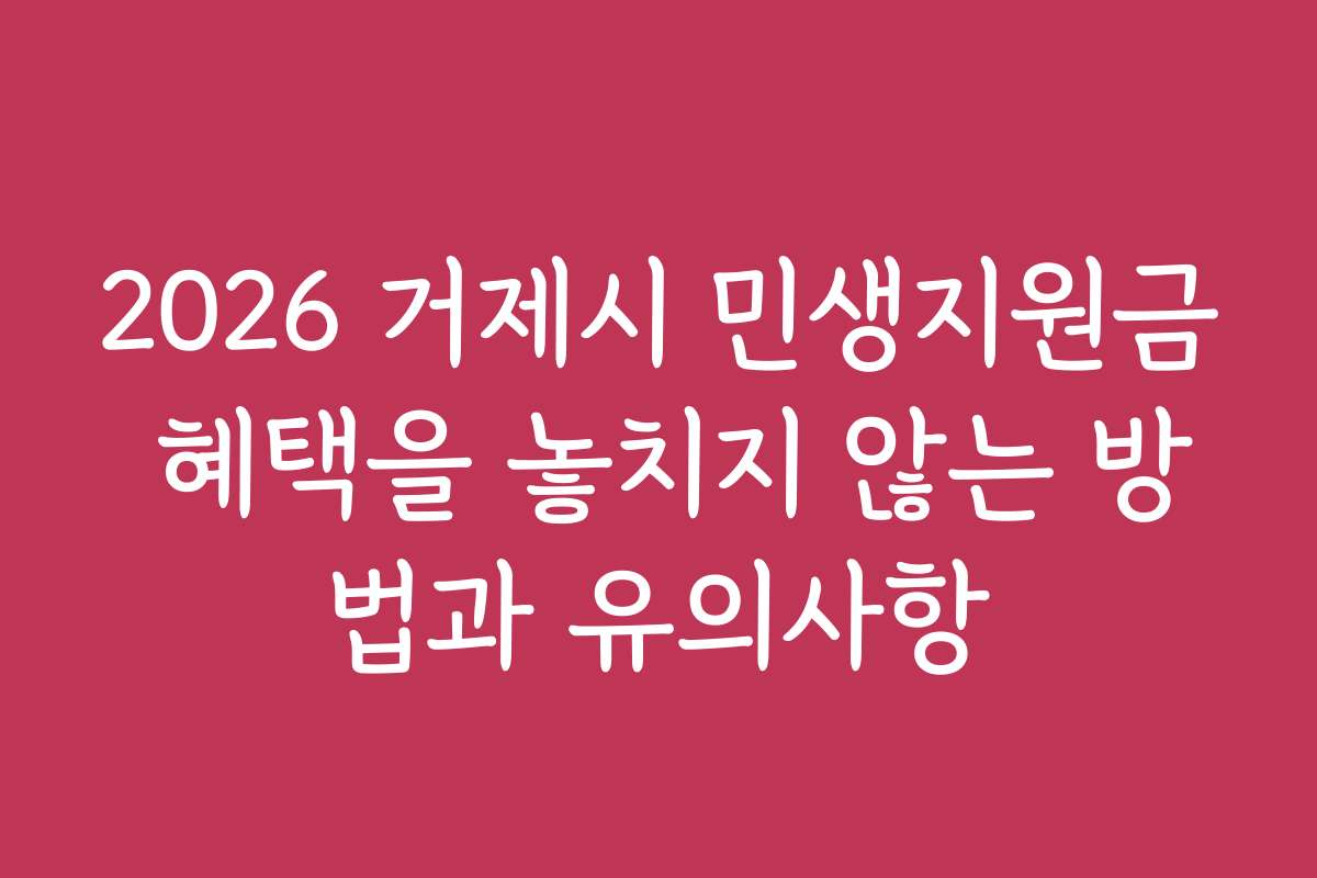 2026 거제시 민생지원금 혜택을 놓치지 않는 방법과 유의사항
