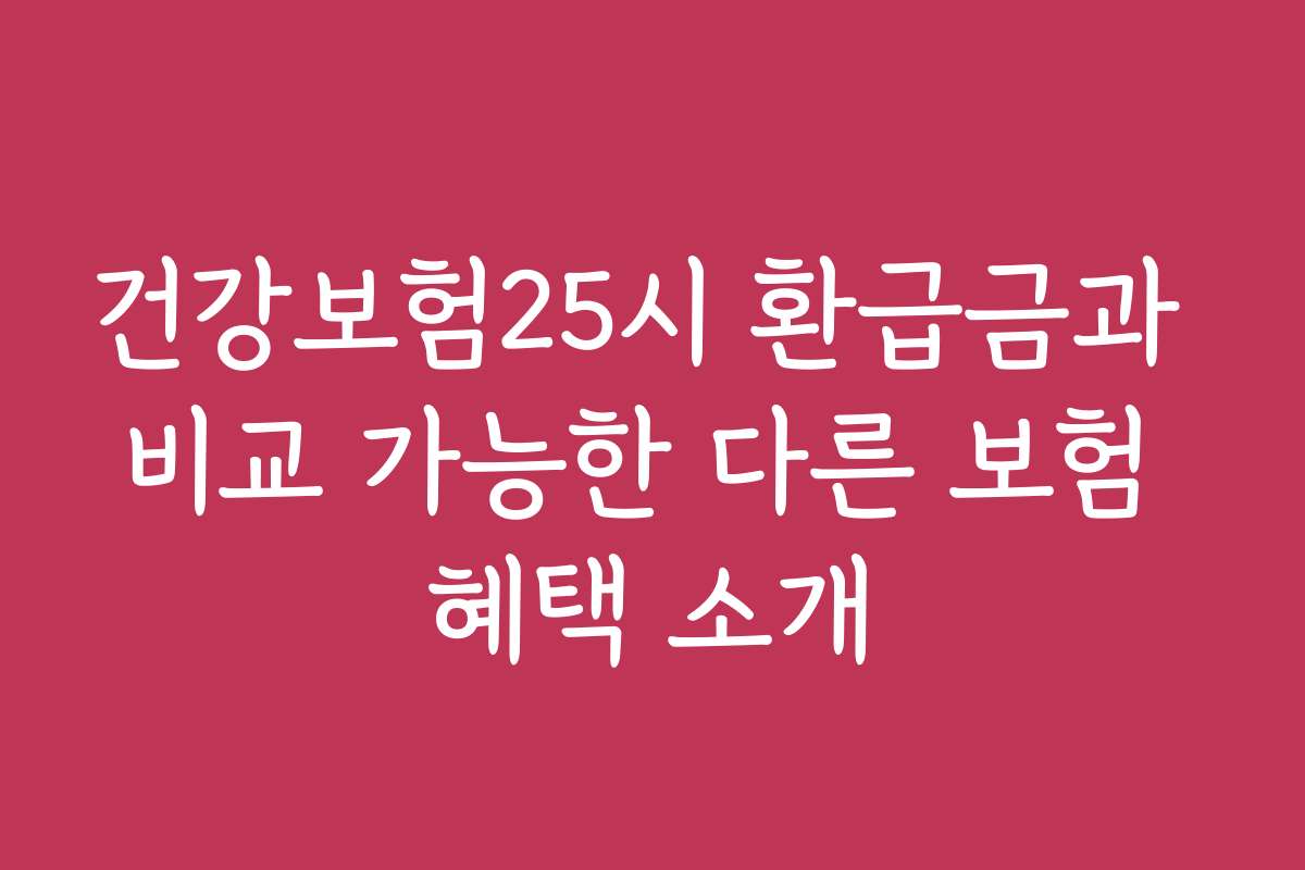 건강보험25시 환급금과 비교 가능한 다른 보험 혜택 소개