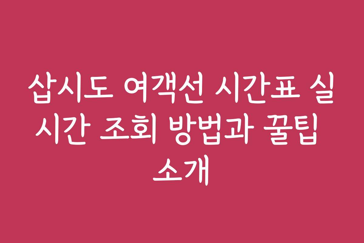삽시도 여객선 시간표 실시간 조회 방법과 꿀팁 소개