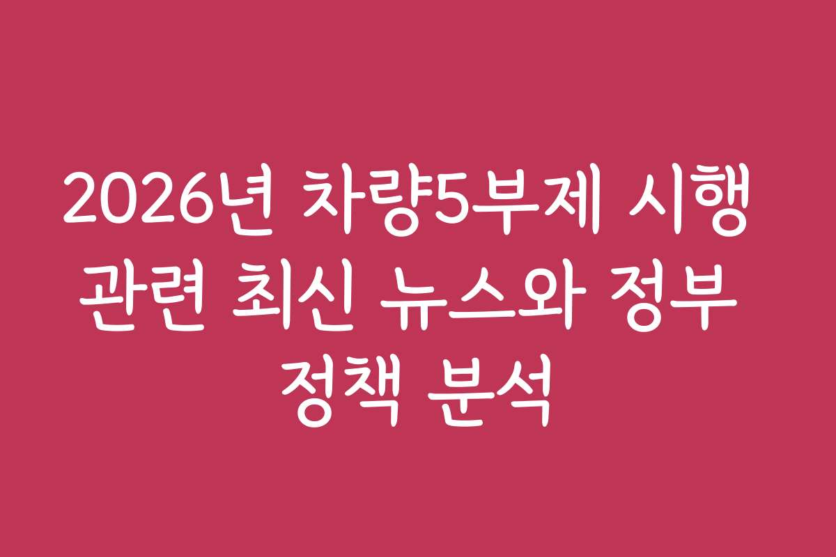 2026년 차량5부제 시행 관련 최신 뉴스와 정부 정책 분석