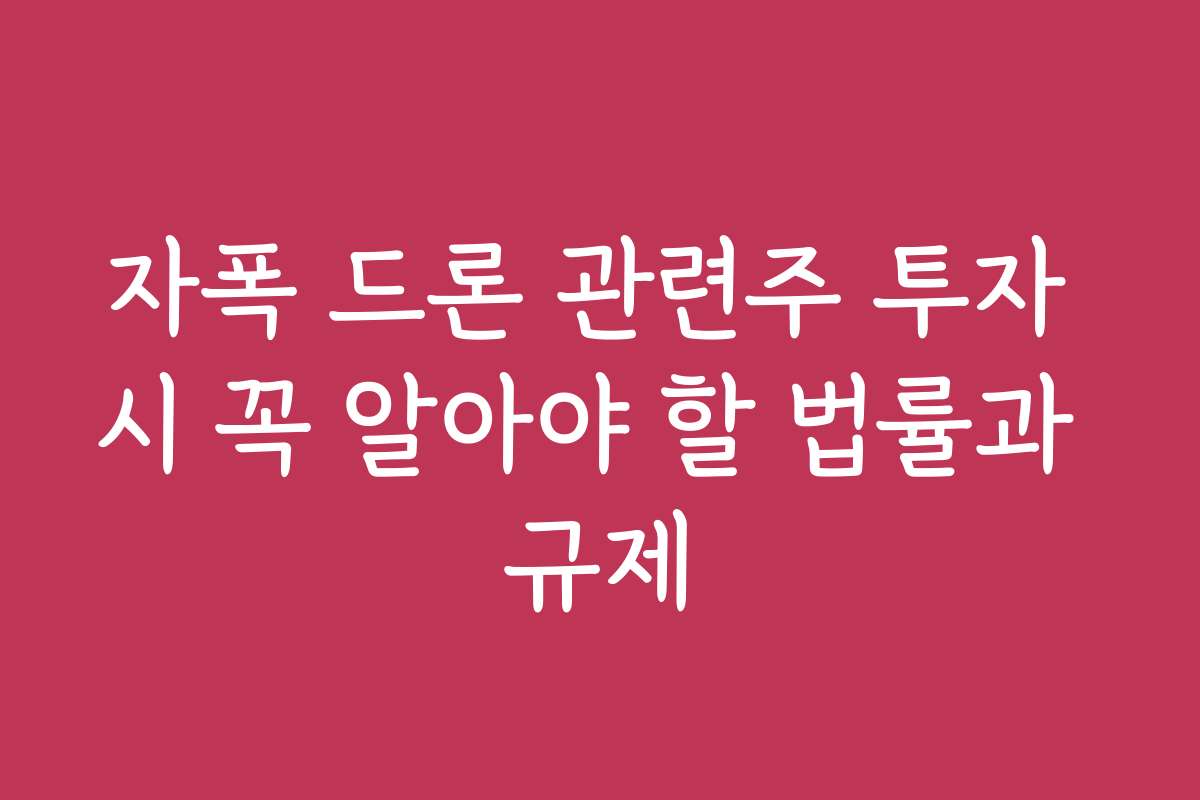 자폭 드론 관련주 투자 시 꼭 알아야 할 법률과 규제