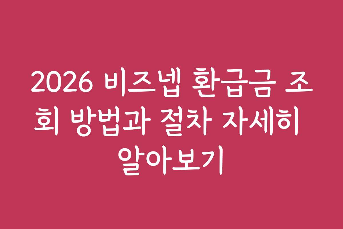 2026 비즈넵 환급금 조회 방법과 절차 자세히 알아보기
