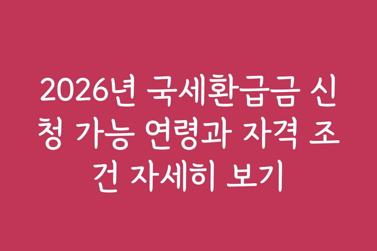 2026년 국세환급금 신청 가능 연령과 자격 조건 자세히 보기