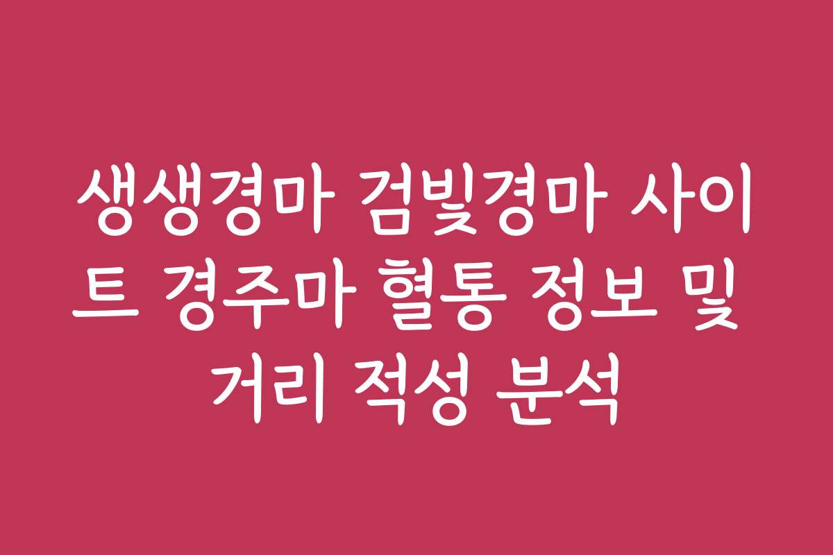 생생경마 검빛경마 사이트 경주마 혈통 정보 및 거리 적성 분석