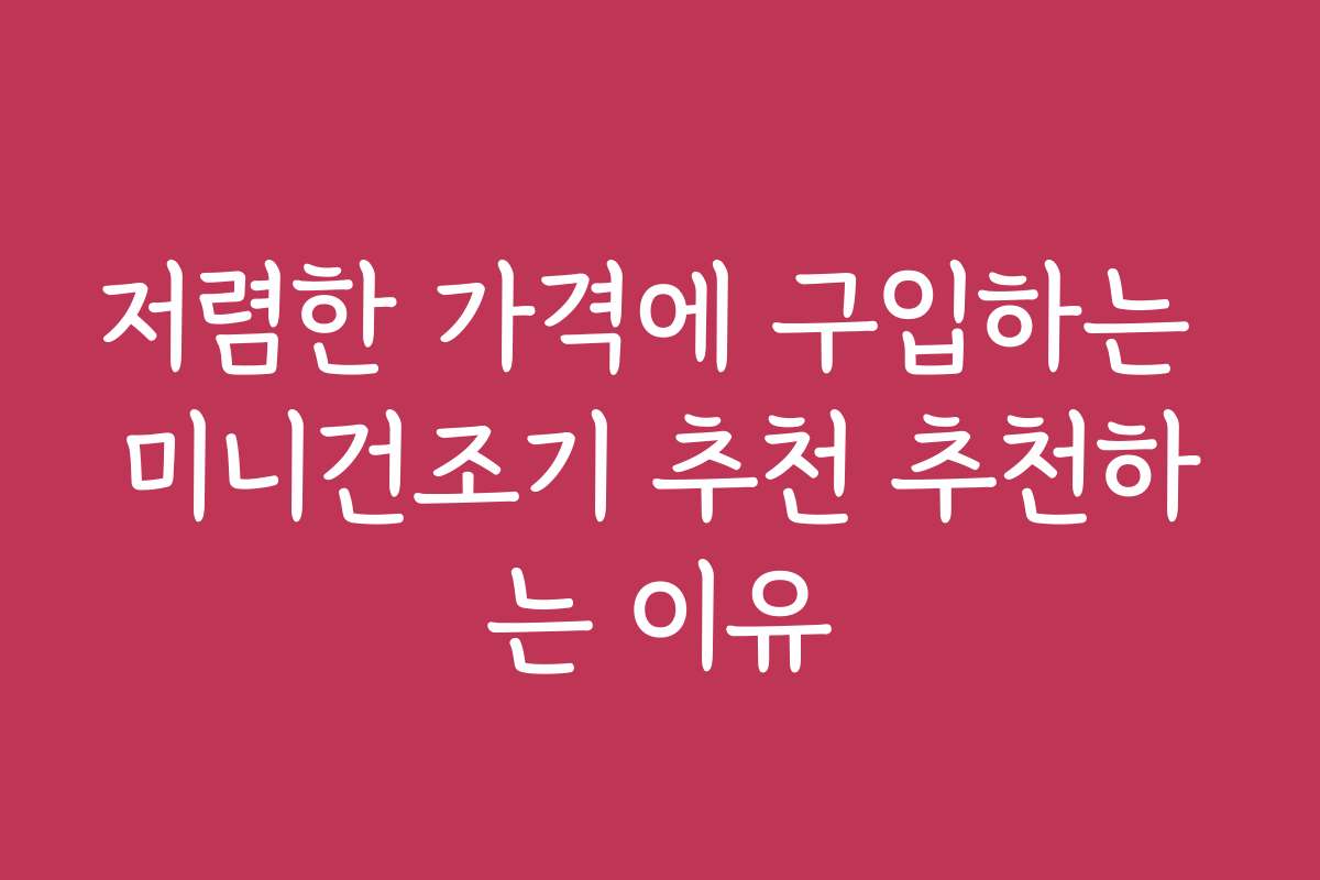 저렴한 가격에 구입하는 미니건조기 추천 추천하는 이유