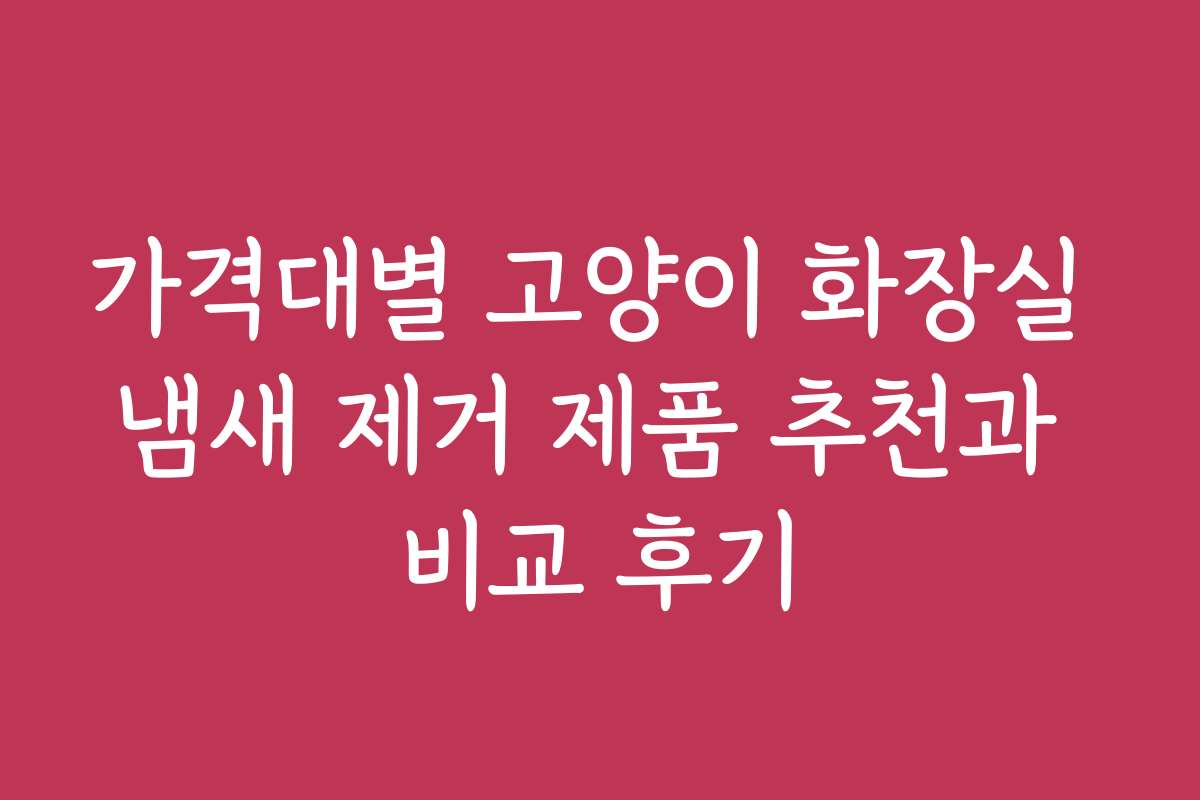 가격대별 고양이 화장실 냄새 제거 제품 추천과 비교 후기