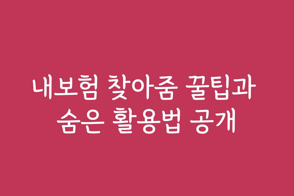 내보험 찾아줌 꿀팁과 숨은 활용법 공개