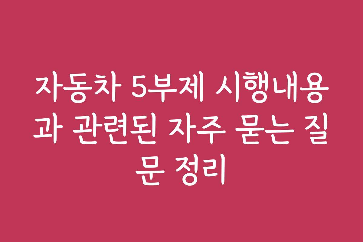 자동차 5부제 시행내용과 관련된 자주 묻는 질문 정리