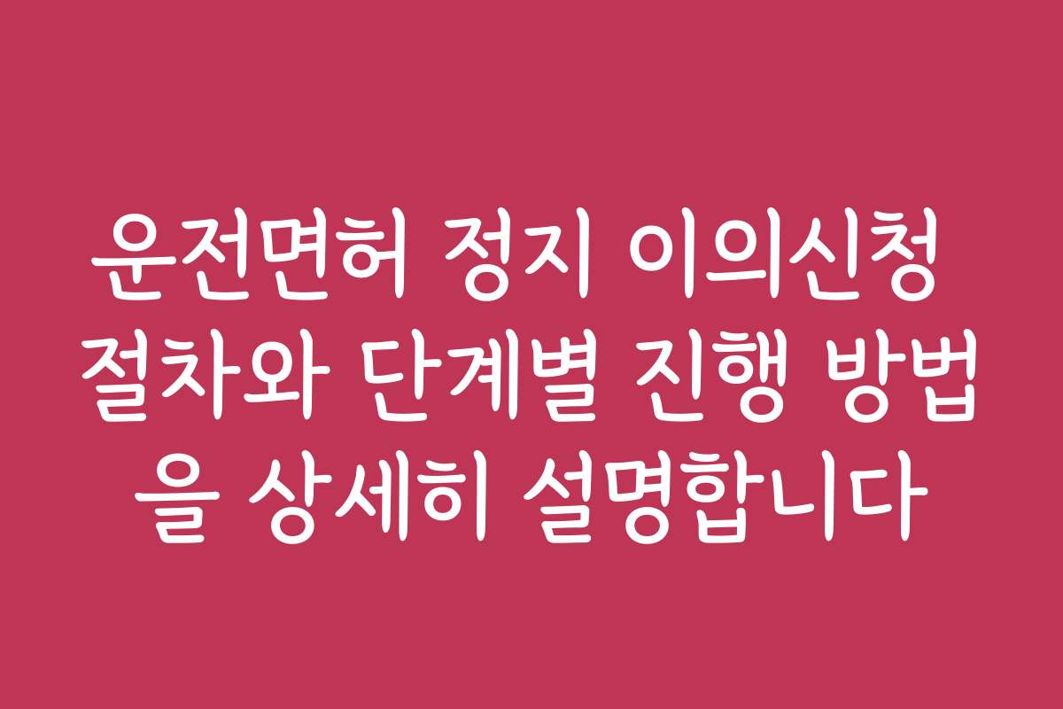 운전면허 정지 이의신청 절차와 단계별 진행 방법을 상세히 설명합니다