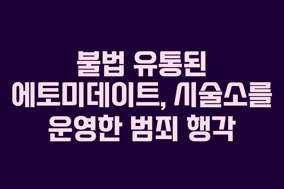 불법 유통된 에토미데이트, 시술소를 운영한 범죄 행각