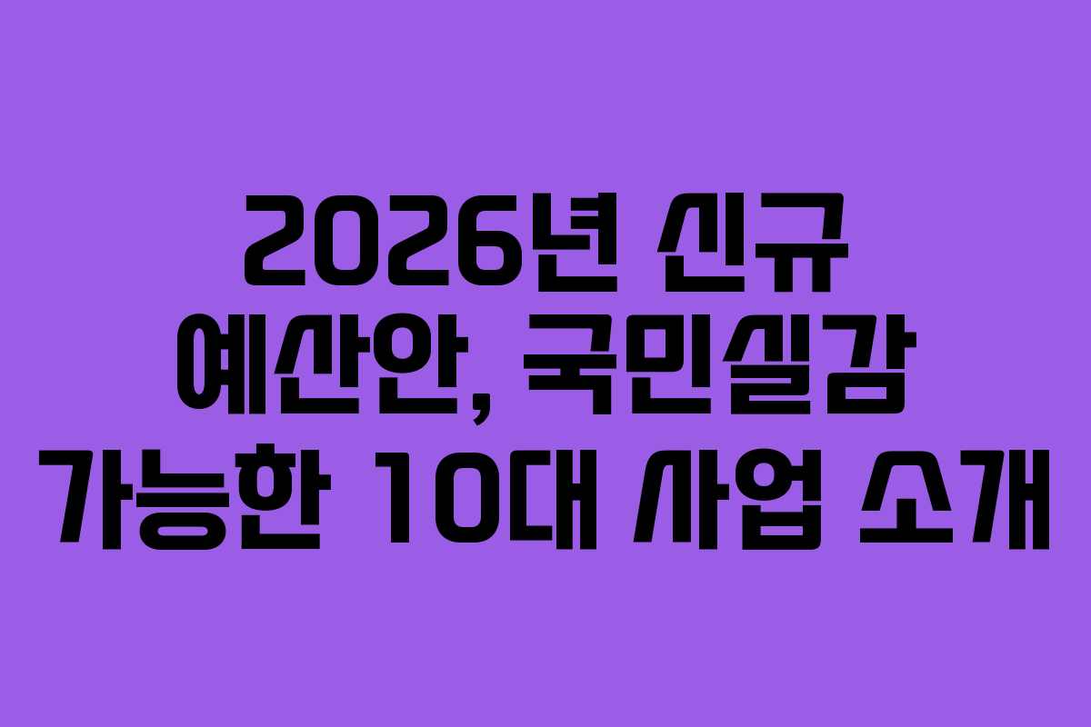2026년 신규 예산안, 국민실감 가능한 10대 사업 소개