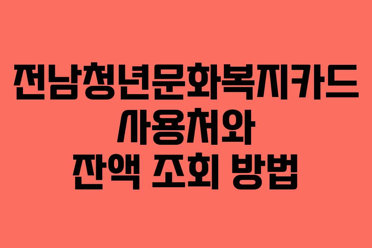전남청년문화복지카드 사용처와 잔액 조회 방법