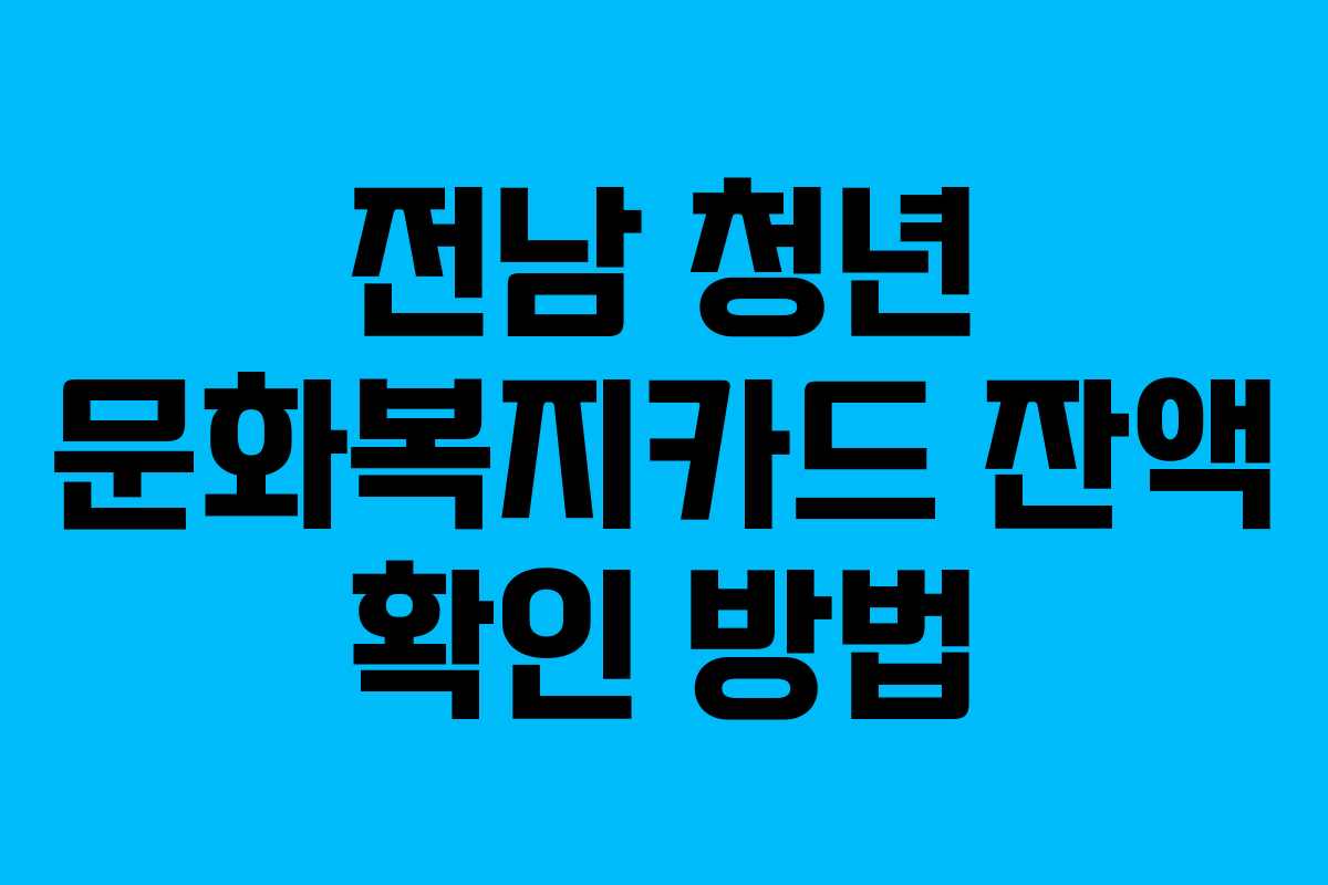 전남 청년 문화복지카드 잔액 확인 방법