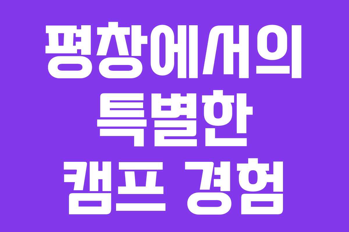 평창에서의 특별한 캠프 경험