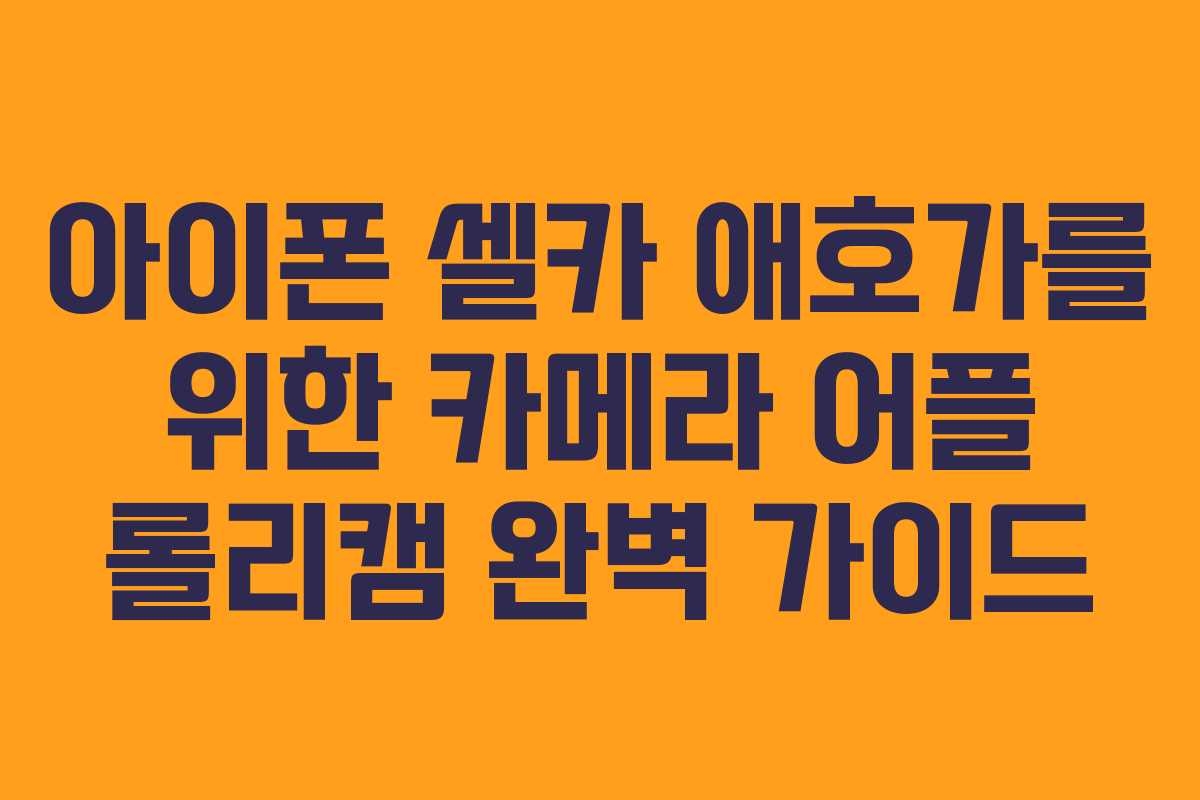 아이폰 셀카 애호가를 위한 카메라 어플 롤리캠 완벽 가이드