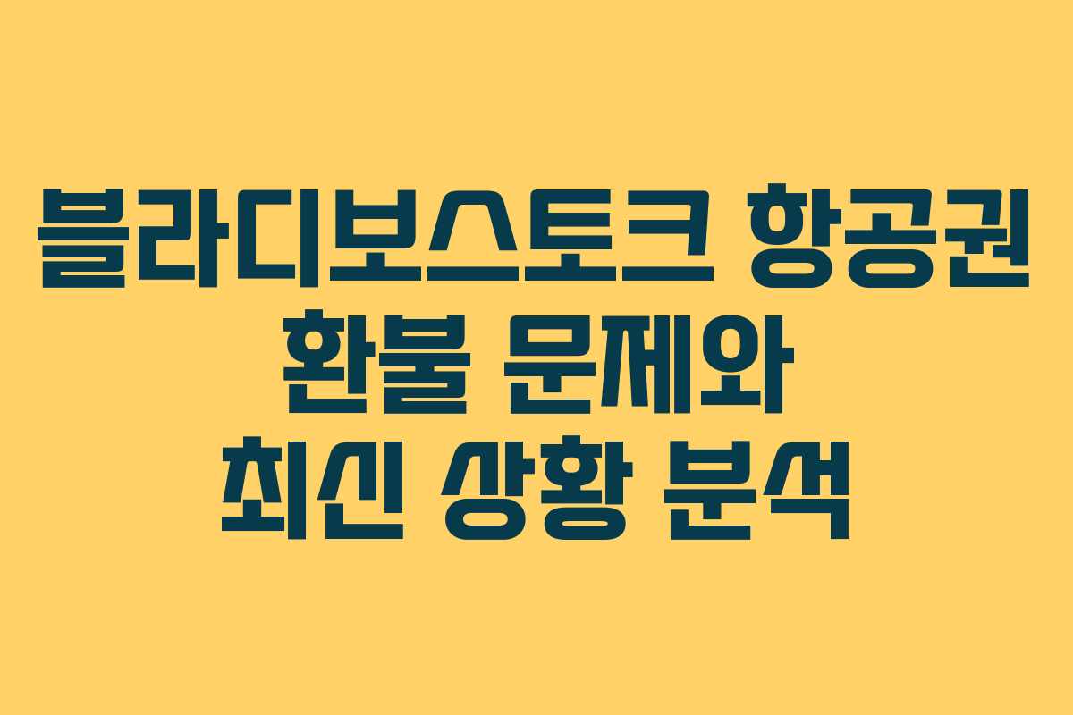 블라디보스토크 항공권 환불 문제와 최신 상황 분석