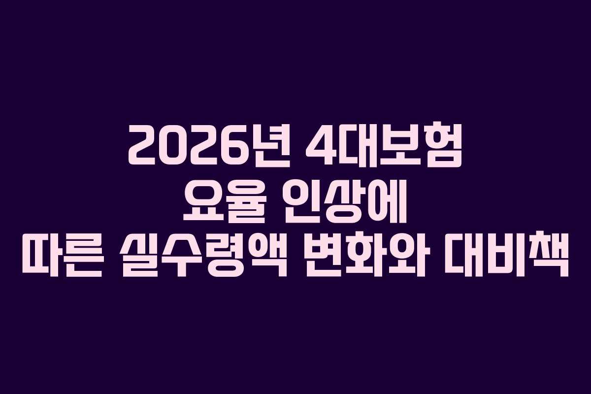 2026년 4대보험 요율 인상에 따른 실수령액 변화와 대비책