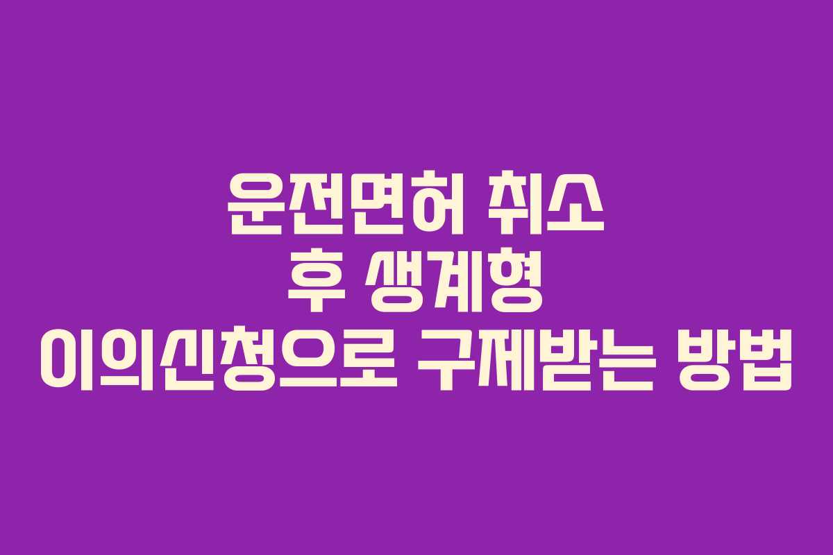 운전면허 취소 후 생계형 이의신청으로 구제받는 방법