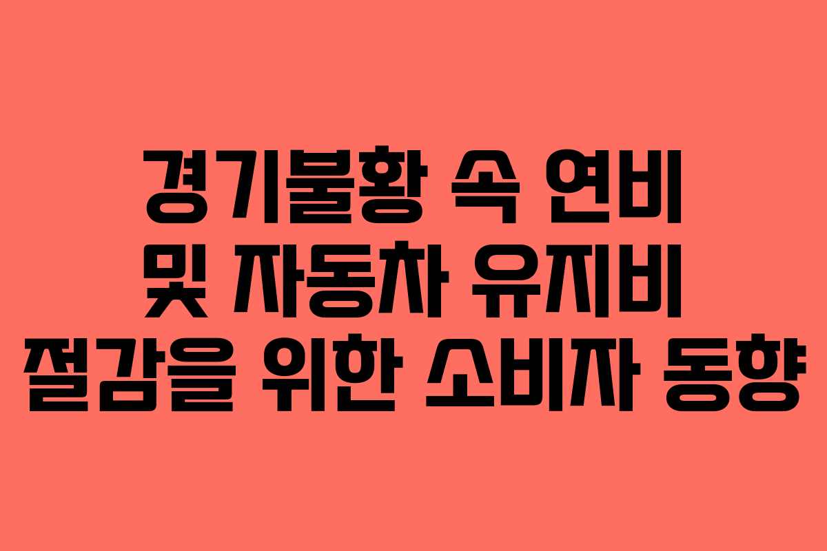 경기불황 속 연비 및 자동차 유지비 절감을 위한 소비자 동향