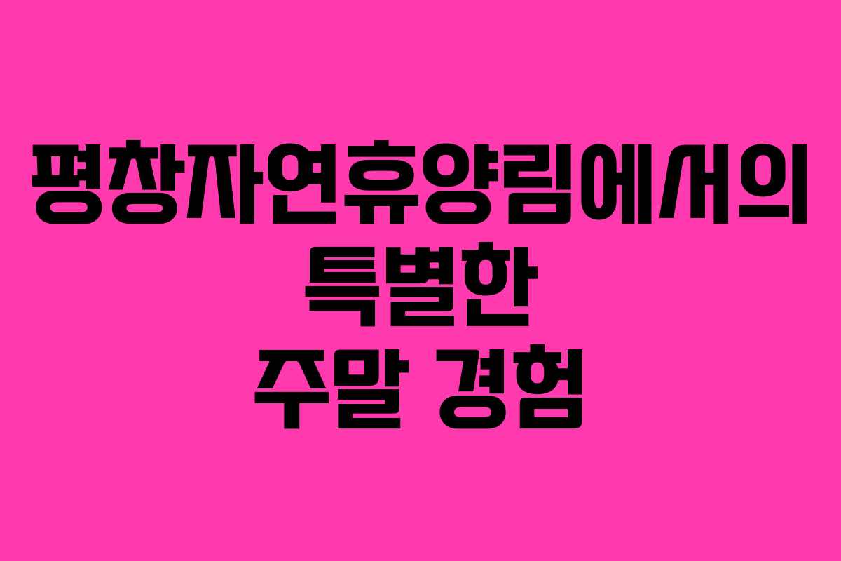 평창자연휴양림에서의 특별한 주말 경험