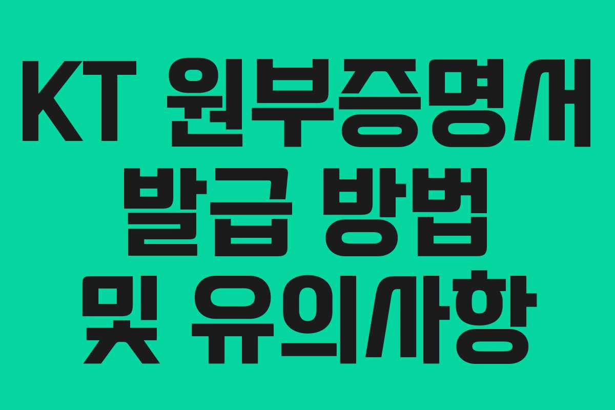 KT 원부증명서 발급 방법 및 유의사항