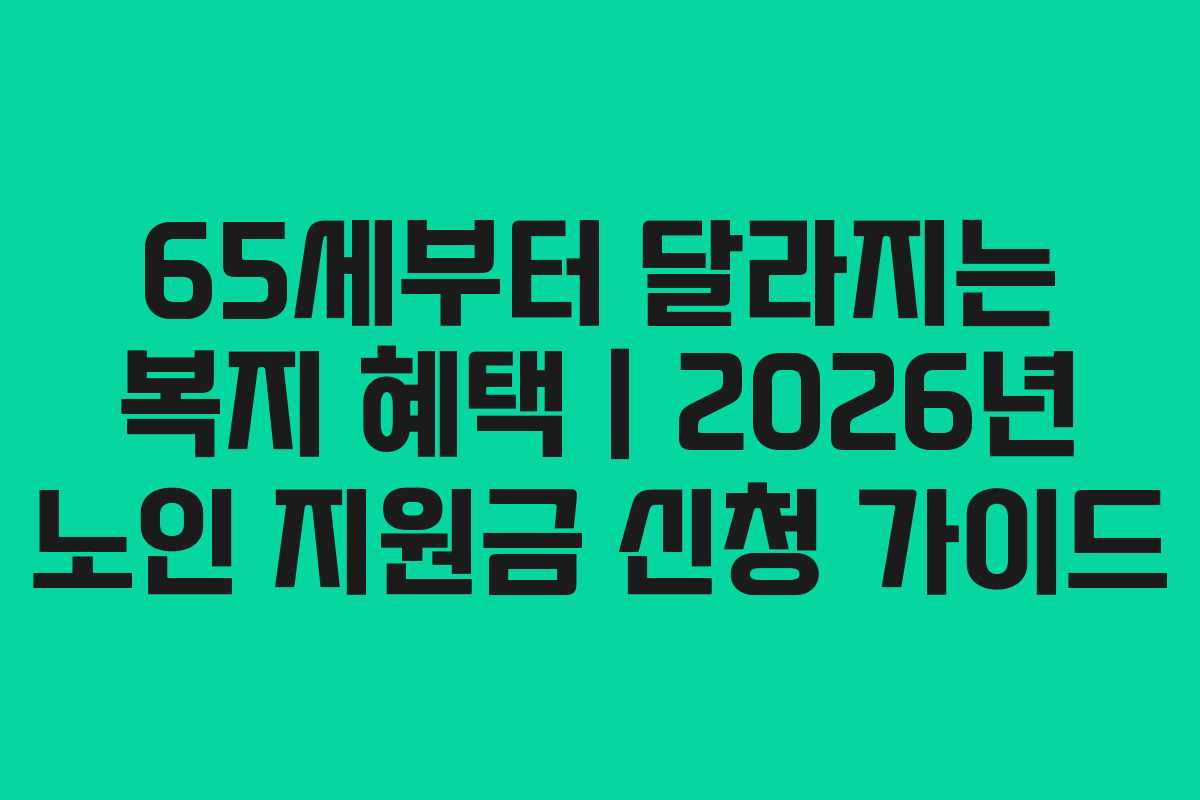 65세부터 달라지는 복지 혜택｜2026년 노인 지원금 신청 가이드