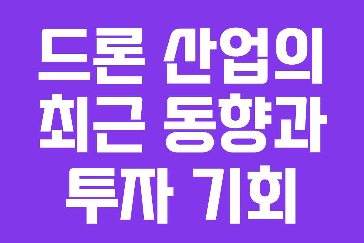 드론 산업의 최근 동향과 투자 기회