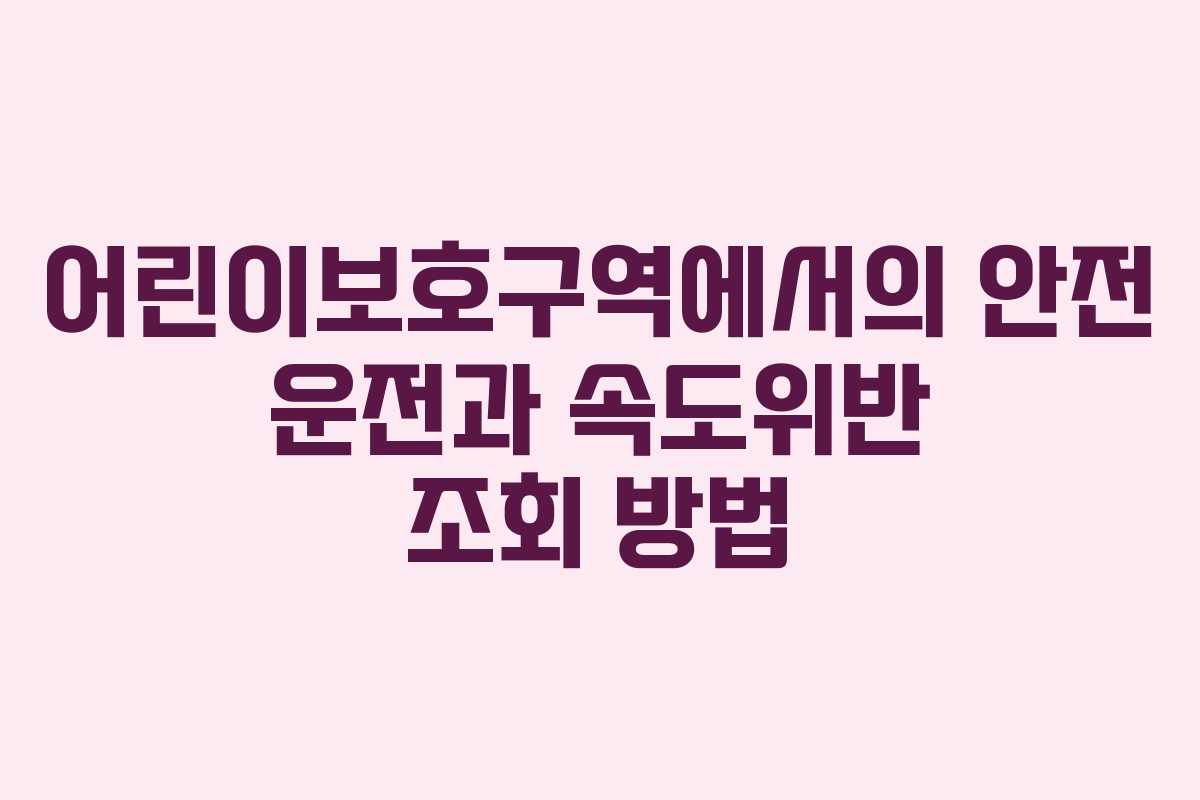 어린이보호구역에서의 안전 운전과 속도위반 조회 방법