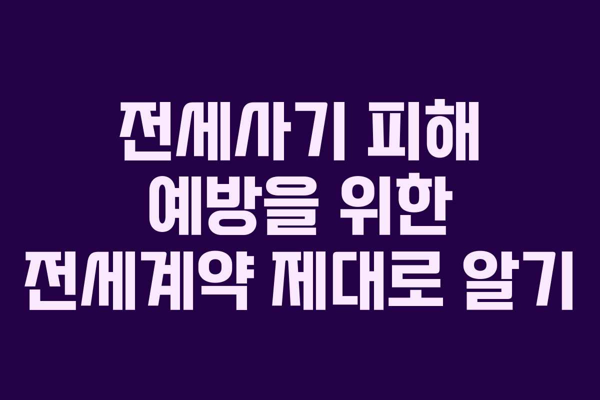 전세사기 피해 예방을 위한 전세계약 제대로 알기