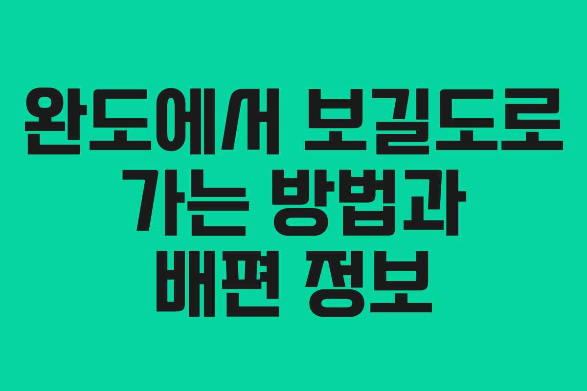 완도에서 보길도로 가는 방법과 배편 정보